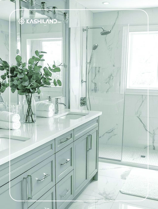 رنگهای روشن، حمام را بزرگتر و دلبازتر نشان میدهند.