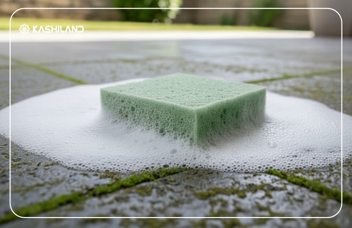 صابون سبز برای پاک کردن خزههای سرامیک حیاط