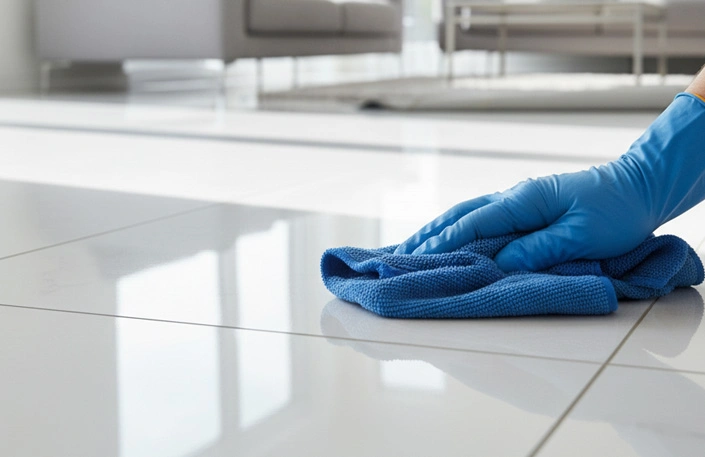 دستمال میکروفایبرِ خشک برای برق انداختن سرامیک کف