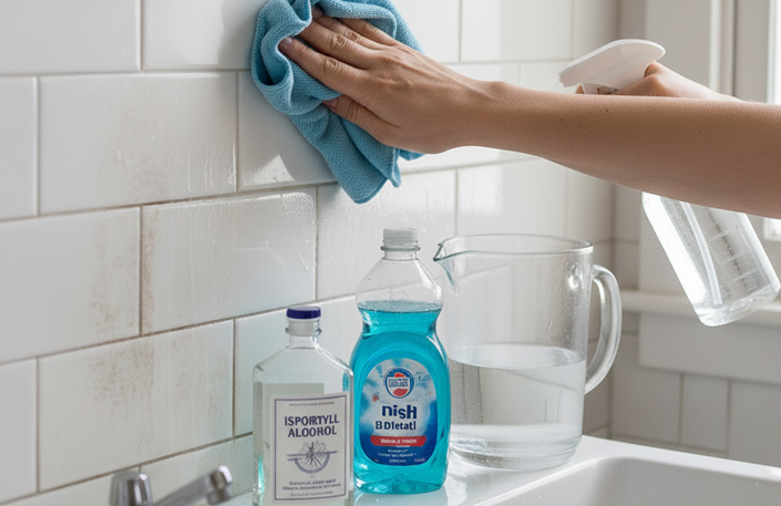 محلول الکل و مایع ظرفشویی برای از بین بردن لکههای قدیمی