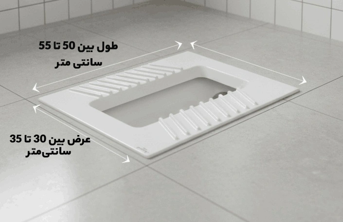ابعاد کوچکتر کاسه توالت ایرانی برای سرویس بهداشتی‌های کوچک